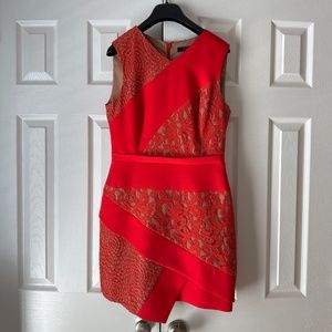 BCBG Red Lace Detail Cocktail Dress - Size 8